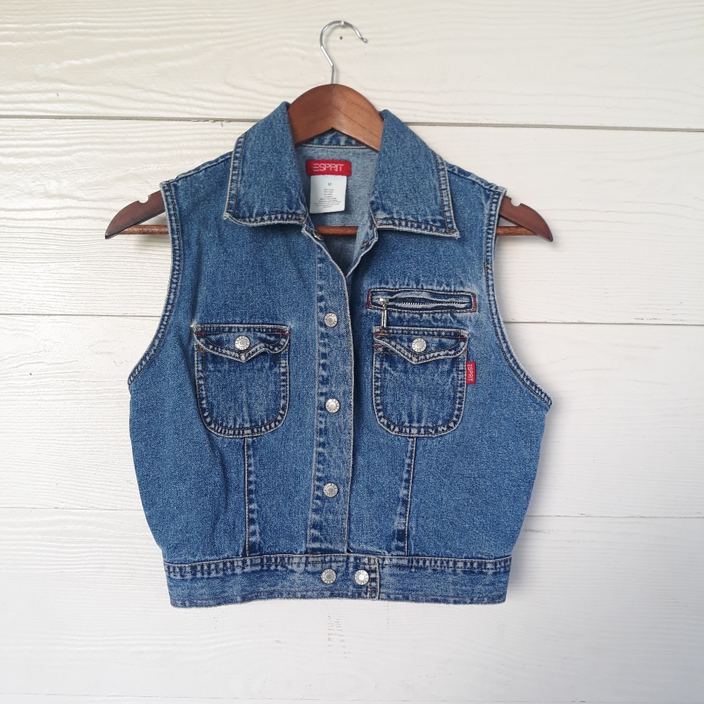 Vintage Esprit sleeveless jean jacket.  Size M.